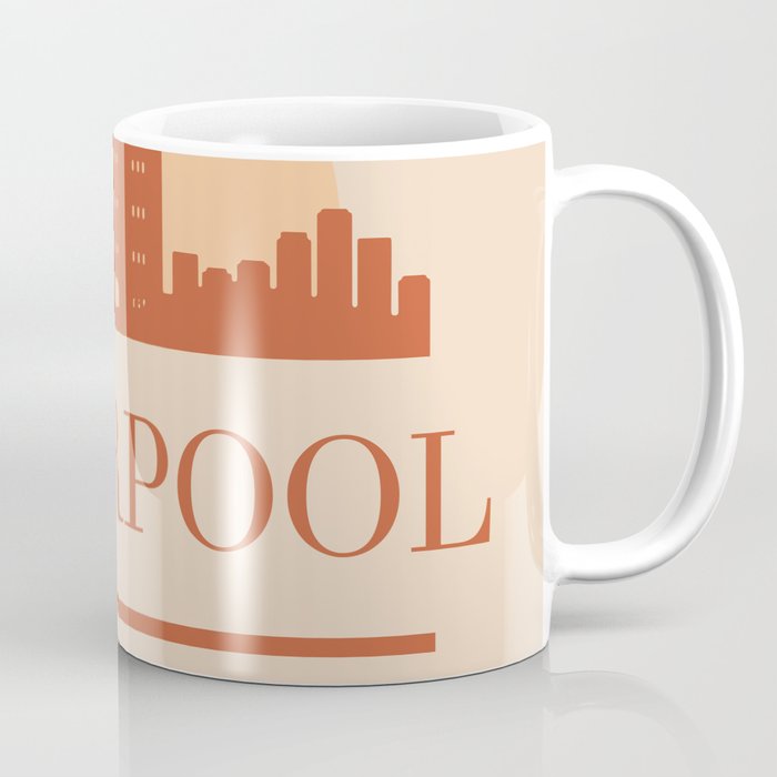 LIVERPOOL ENGLAND CITY SKYLINE EARTH TONES Coffee Mug