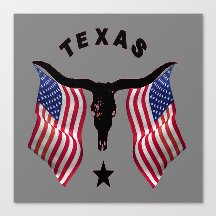 Patriotic American Flag Texas Longhorn Abstract Art Canvas Print