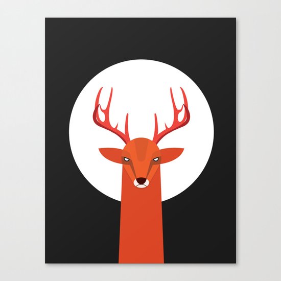 Deer and Moon Canvas Print