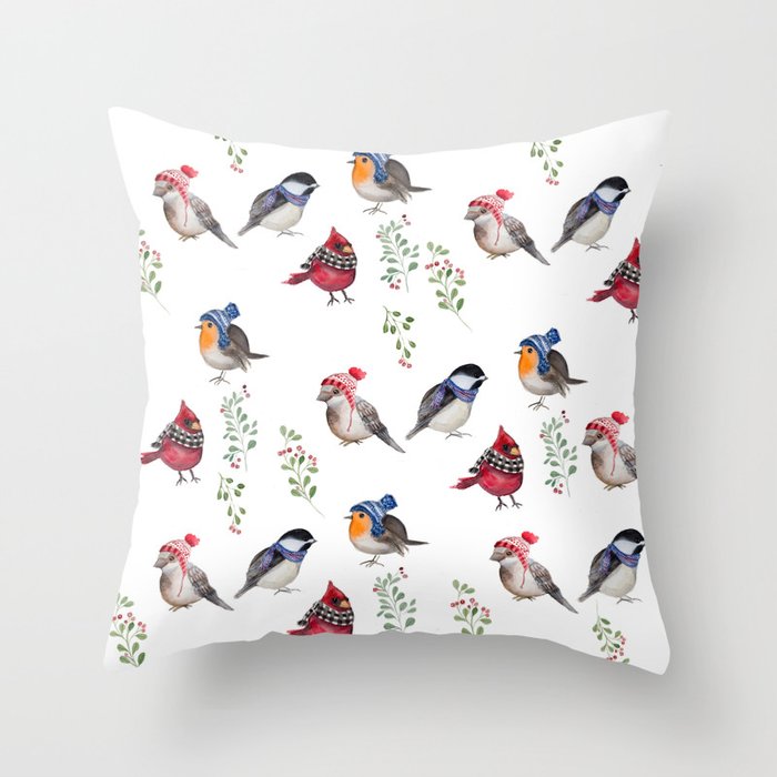 Birds of a Christmas feather Throw Pillow