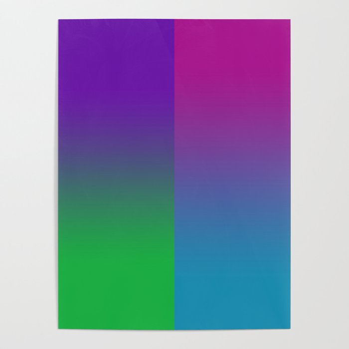 Deep Gradient Mi-Parti (Half And Half) Design! (Purple, Green, Pink, and Blue) Poster