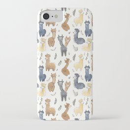 Cute Alpacas Illustration Pattern iPhone Case