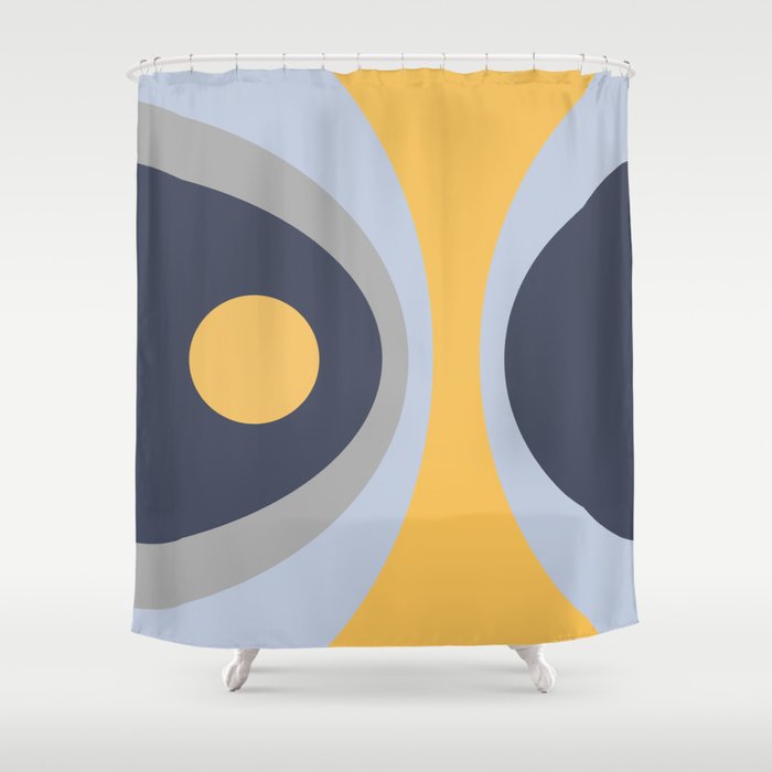 Colorful geometric composition - yellow Shower Curtain