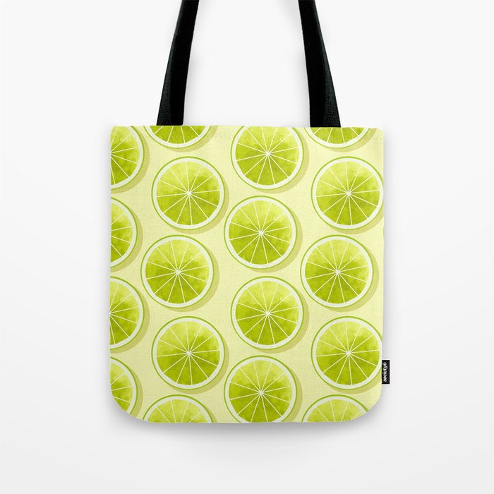 Lime Slices on Light Yellow Tote Bag