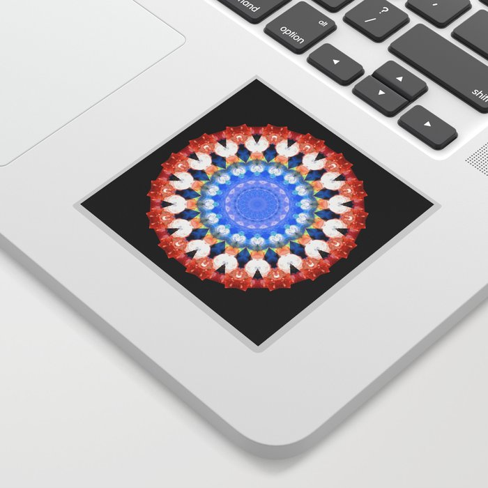 Colorful Blue And Red Art - Ruby Crown Mandala Sticker