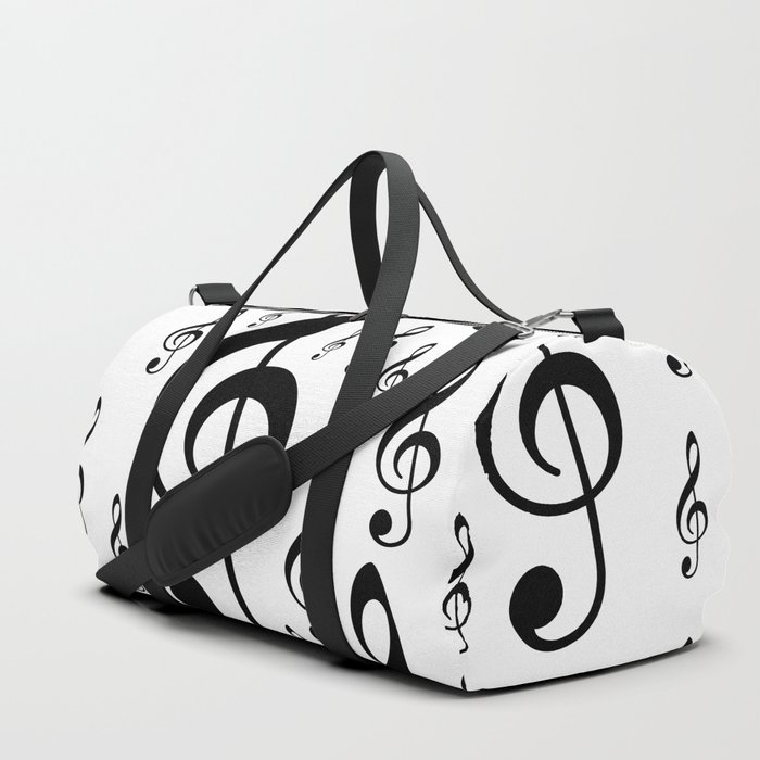 Clef Music Notes pattern - black & white pattern Duffle Bag