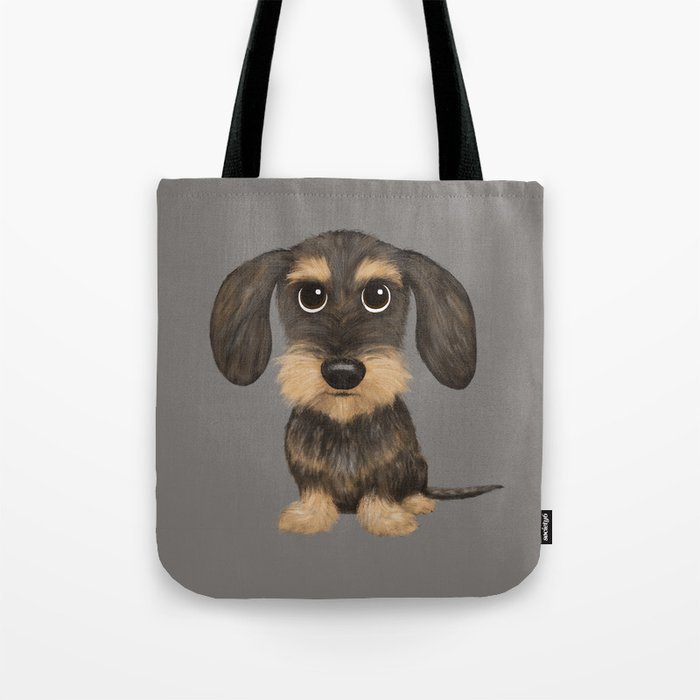 Wirehaired Dachshund | Cute Wire Haired Wiener Dog | Wild Boar and Tan Teckel Tote Bag