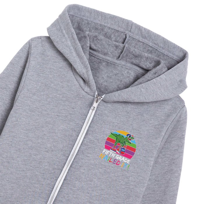 Fifth Grade Nailed It Dinosaur Kids Zip Hoodie