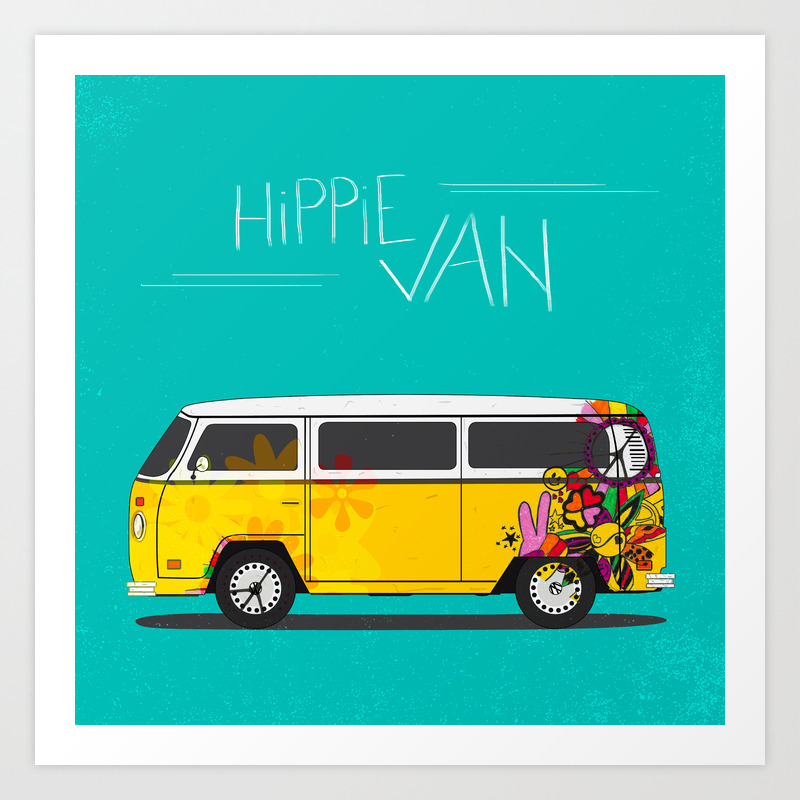 Hippie Van Art Print by goodwave | Society6
