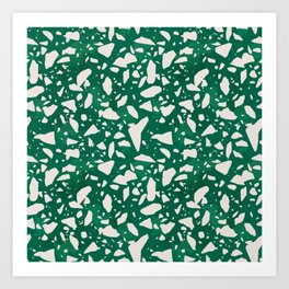 Green terrazzo flooring seamless pattern with colorful marble rocks Art Print