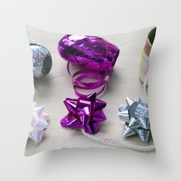 Gift Wrapping Ribbons and Bows Throw Pillow