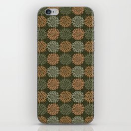 navy green and rust harvest florals sea anemone nautical medallion iPhone Skin