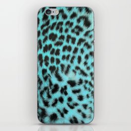 Turquoise leopard print iPhone Skin