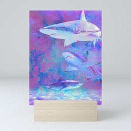 Hippy Sharks Mini Art Print