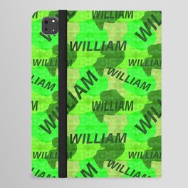 William pattern in green colors and watercolor texture iPad Folio Case