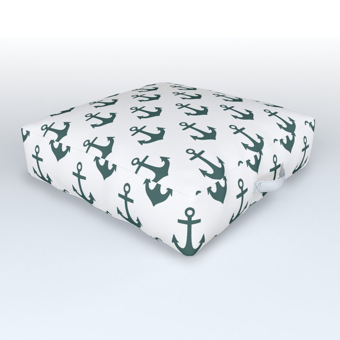 Anchors (Dark Green & White Pattern) Outdoor Floor Cushion