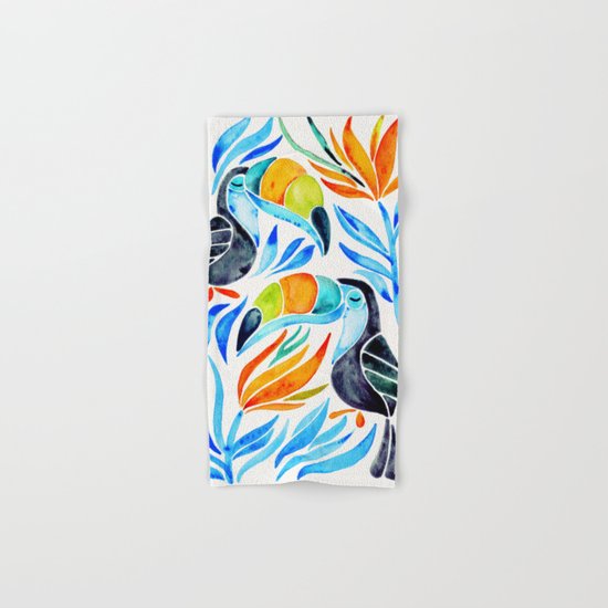 Tropical Toucans – Blue Leaves Hand & Bath Towel