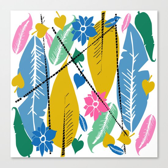 Feathers and leafs Canvas Print