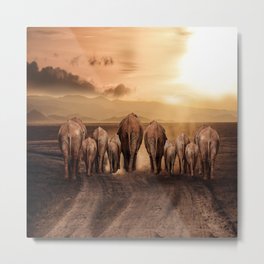 elephant dust road africa savana Metal Print | Natural, Double Exposure, Color, Beauty, Macro, Unique, Animation, Cute, Illustration, Digital 