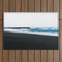 Melancholic Beach Stroll in Iceland Outdoor Rug