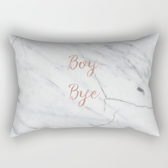 Boy. Bye. Rose gold and marble Rectangular Pillow