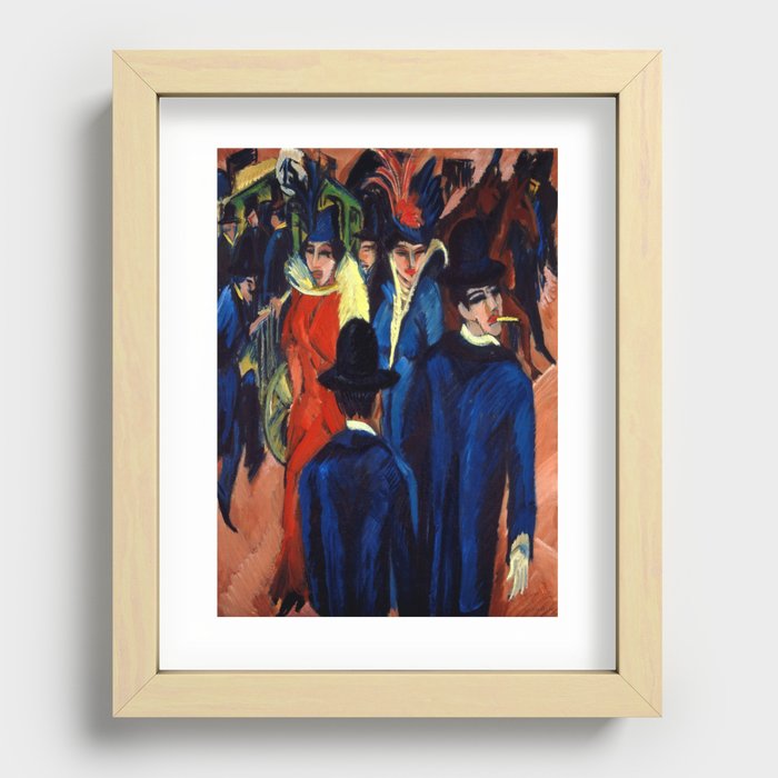 Berlin Strassenszene, Berlin Street Scene, 1913-1914 by Ernst Ludwig Kirchner Recessed Framed Print