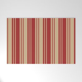 [ Thumbnail: Brown and Tan Colored Lined Pattern Welcome Mat ]