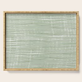 Abstract Stripes, Sage Green, Boho Wall Art Serving Tray