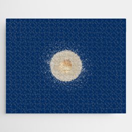 Watercolor Seashell and Sand Circle on Dark Navy Blue Jigsaw Puzzle