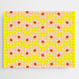Cheerful Modern Inked Spring Flowers Yellow  Jigsaw Puzzle