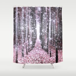 Magical Forest Pink Gray Elegance Shower Curtain