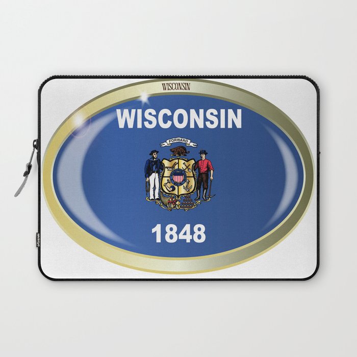 Wisconsin State Flag Oval Button Laptop Sleeve