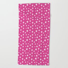 Pink Hand-Painted Wonky Stars Beach Towel