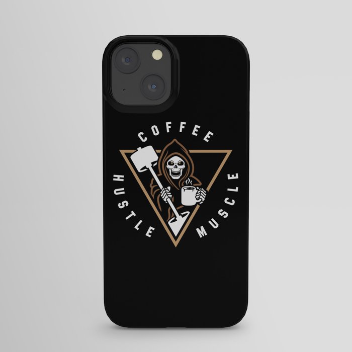 Coffee Hustle Muscle Grim Reaper iPhone Case