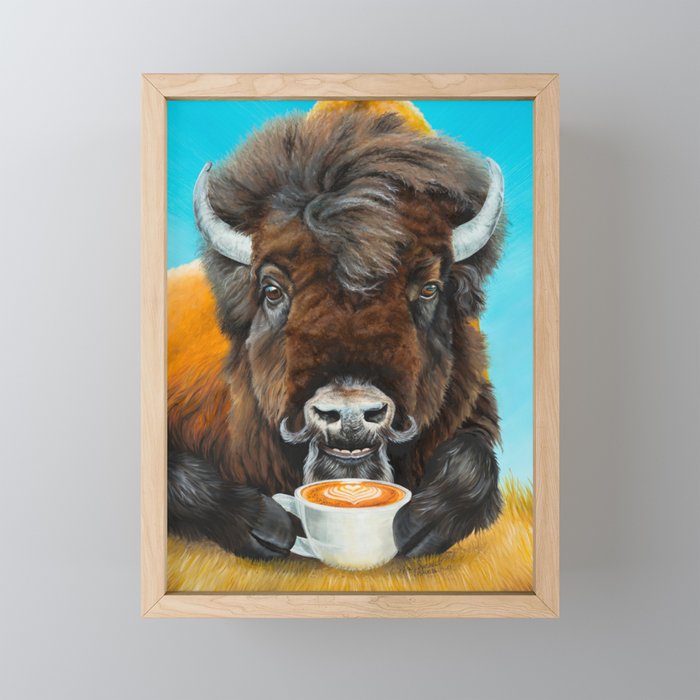 Bison Latte Framed Mini Art Print