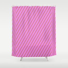 [ Thumbnail: Violet & Dark Goldenrod Colored Lines/Stripes Pattern Shower Curtain ]