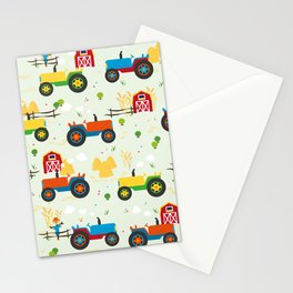 Rows of Colorful Farm Tractors Stationery Card
