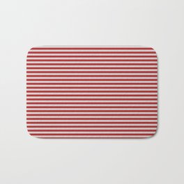 [ Thumbnail: Light Grey and Red Colored Lines Pattern Bath Mat ]