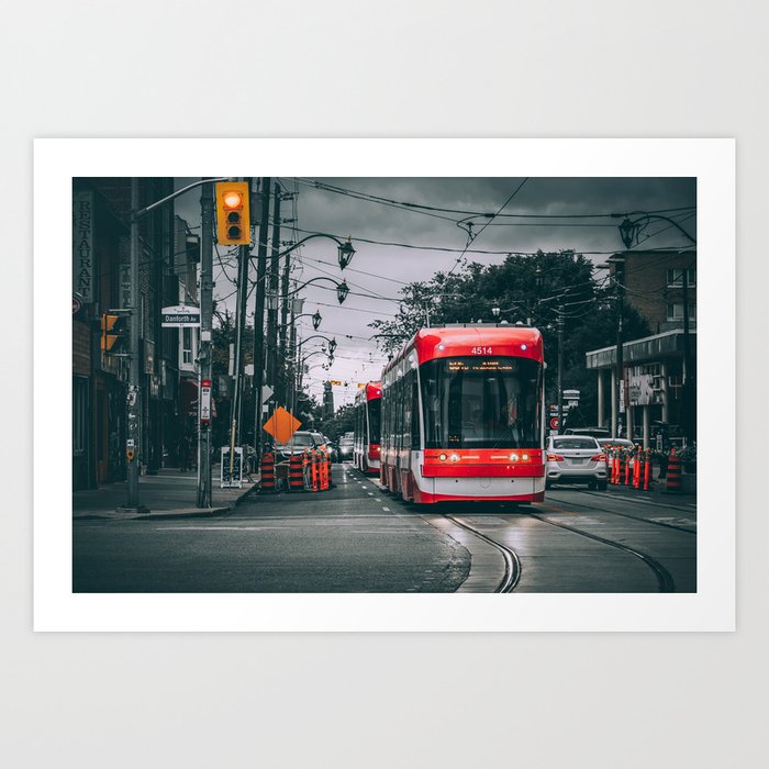 Storms and Streetcars At Danforth Ave and Broadview Ave, Toronto Cityscape Photograph Art Print