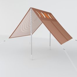 Geometric Lines and Shapes 2 in Terracotta Orange Beige (Rainbow and Moon Phases Abstract) Sun Shade