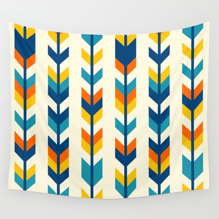 Colorful bohemian aztec arrows rows pattern Wall Tapestry