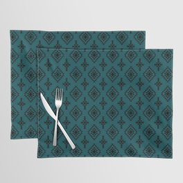 Teal Blue and Black Native American Tribal Pattern Placemat