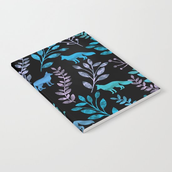 Watercolor Floral & Fox IV Notebook