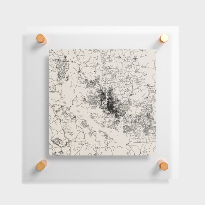 Bangladesh, Dhaka - Vintage Black and White Map Floating Acrylic Print