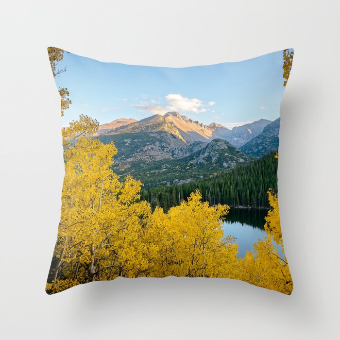 Colorado Bear Lake Autumn Rocky Mountain National Park Fall Landscape Throw Pillow