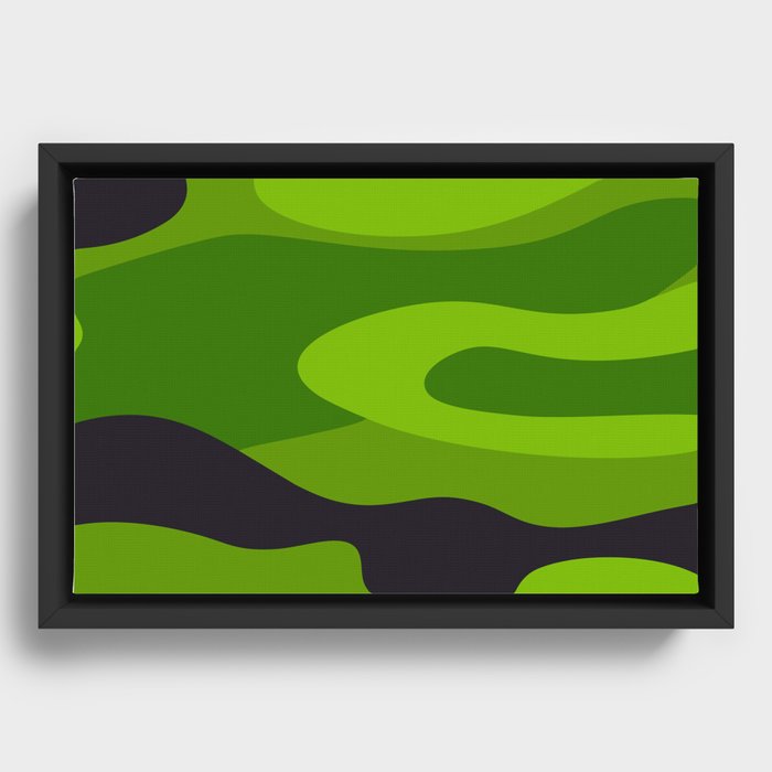 Camouflage Pattern Green and Black Military Framed Canvas