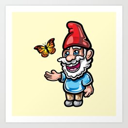 Gnome and Butterfly Art Print