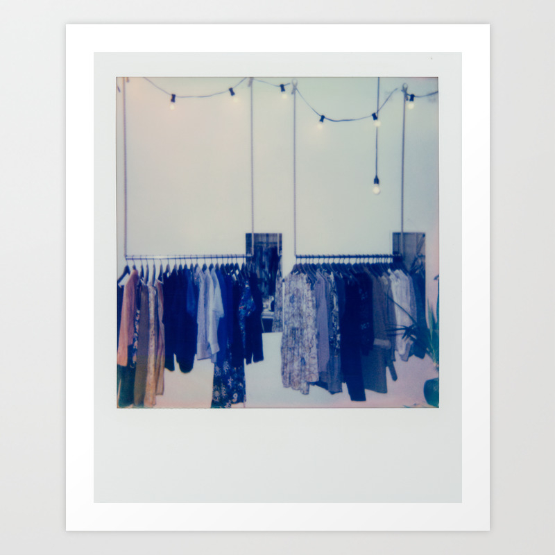 Polaroid Of Clothing Racks In Retail Clothing Store Art Print By