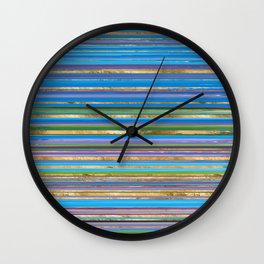 Brush Lines and Strokes - Blue Green and gold Wall Clock