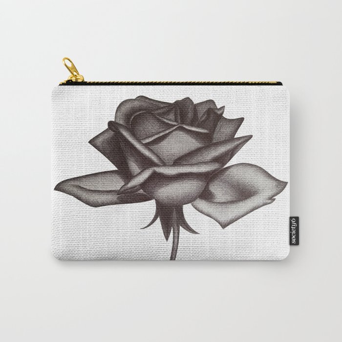 Black and White Rose in Ink Carry-All Pouch